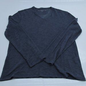 John Varvatos Star USA Blue Ribbed V Neck Sweater